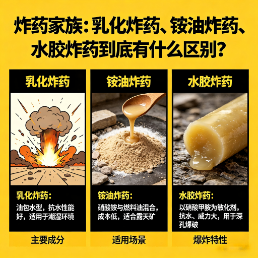 中方炸药家族：乳化炸药、铵油炸药、水胶炸药到底有什么区别？